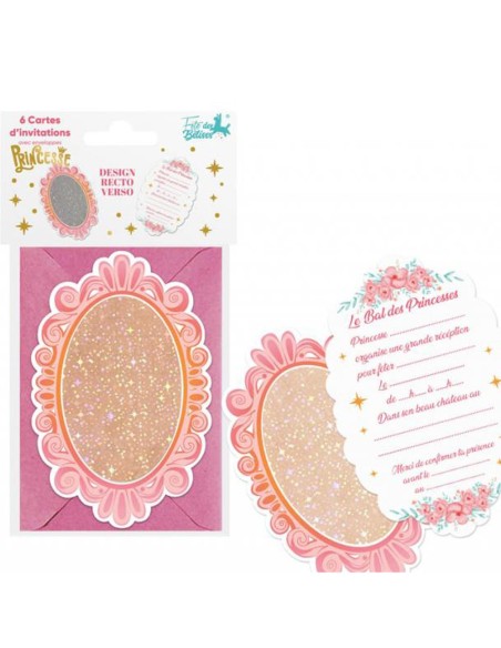 6 cartons d'invitation princesse