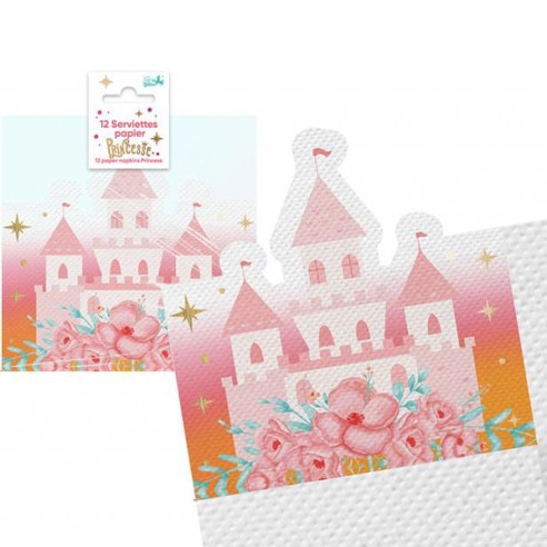 12 serviettes château de princesse