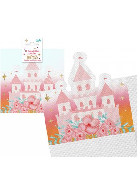 12 serviettes château de princesse
