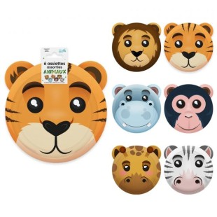 6 assiettes têtes d'animaux