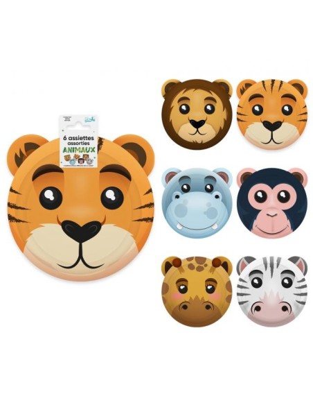 6 assiettes têtes d'animaux