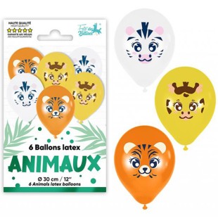 6 ballons latex têtes d'animaux