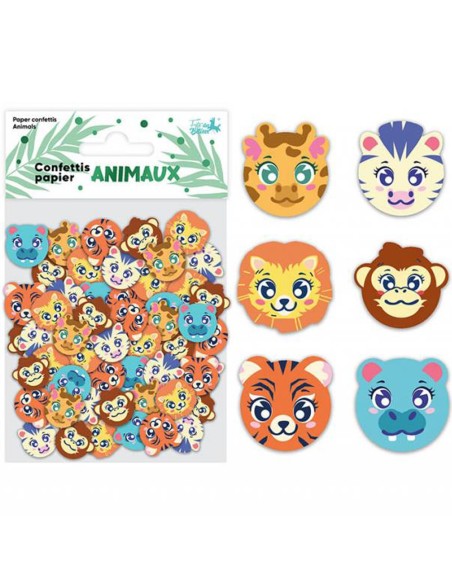 Confettis de table têtes d'animaux