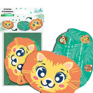 6 cartons d'invitation thème animaux