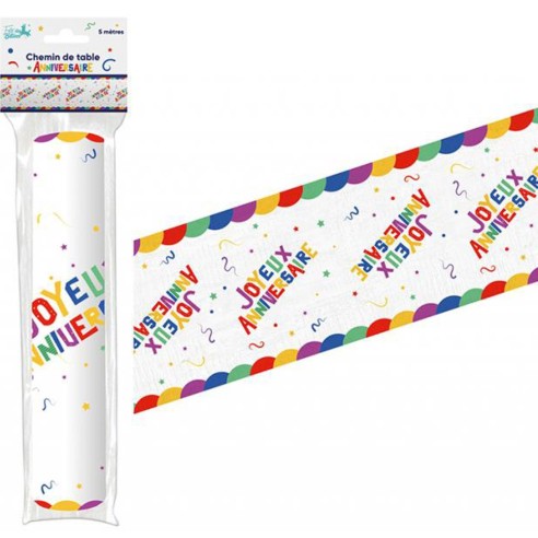 Chemin de table Joyeux Anniversaire multicolore