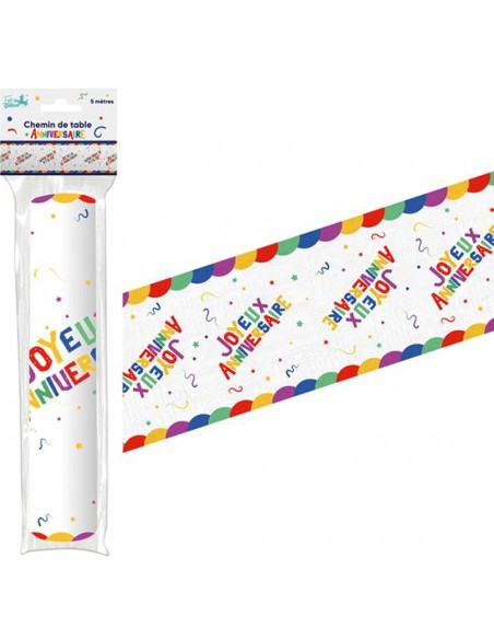 Chemin de table Joyeux Anniversaire multicolore