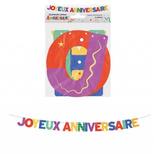 Guirlande lettres Joyeux Anniversaire multicolore