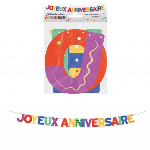 Guirlande lettres Joyeux Anniversaire multicolore