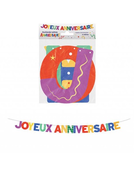 Guirlande lettres Joyeux Anniversaire multicolore