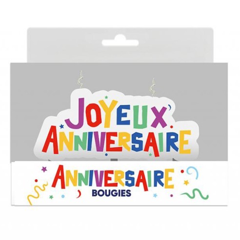Bougie Joyeux Anniversaire multicolore