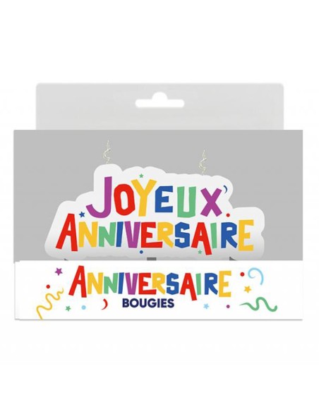 Bougie Joyeux Anniversaire multicolore
