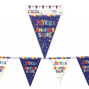 Guirlande fanions Joyeux Anniversaire multicolore