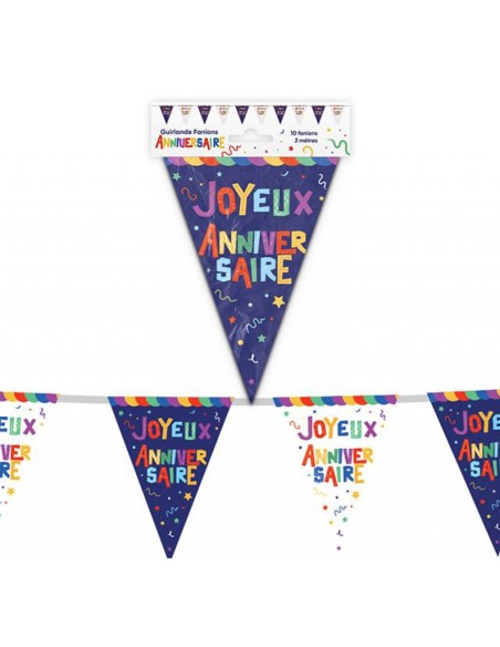 Guirlande fanions Joyeux Anniversaire multicolore
