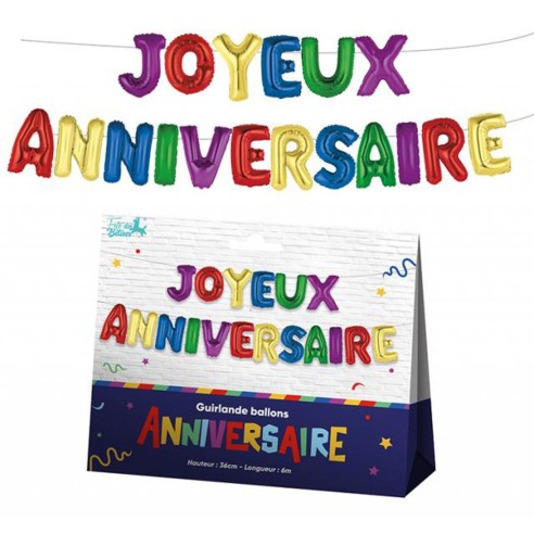 Guirlande lettres Joyeux Anniversaire multicolore