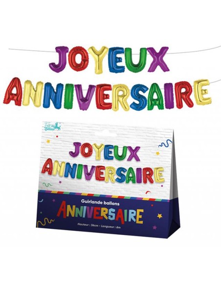 Guirlande lettres Joyeux Anniversaire multicolore