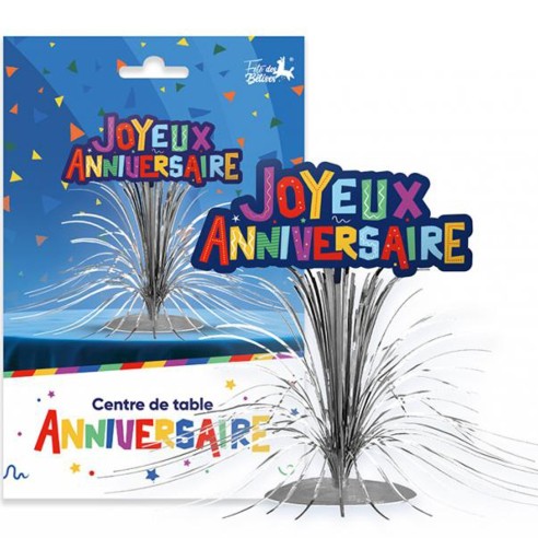 Centre de table Joyeux Anniversaire multicolore
