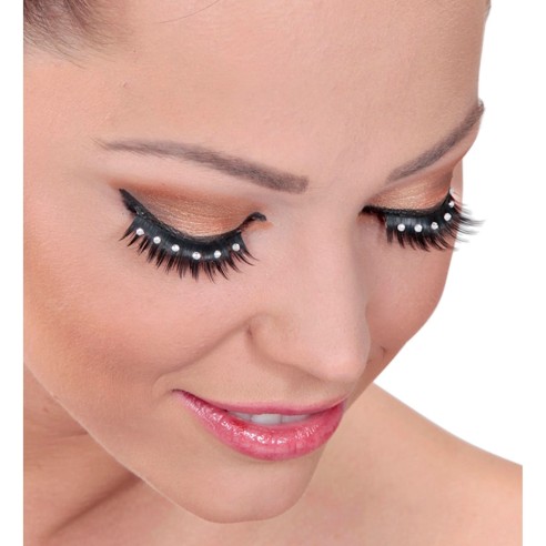 Faux cils noirs avec strass