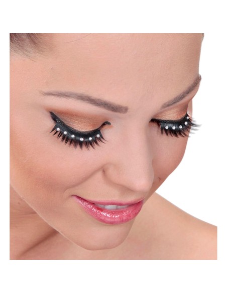 Faux cils noirs avec strass