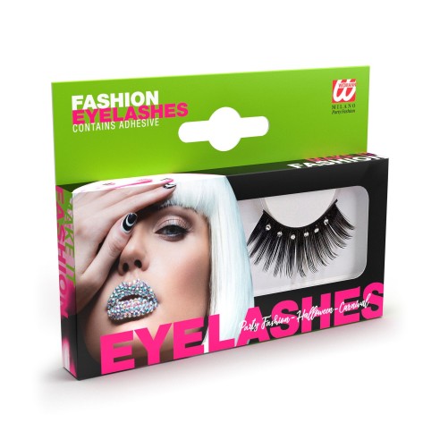 Faux cils noirs avec strass