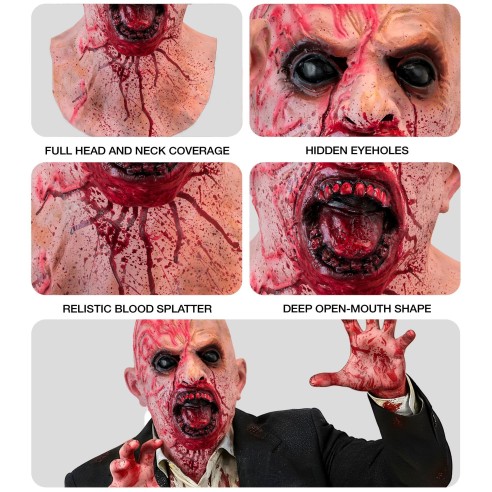 Masque tête de zombie latex intégral