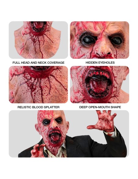 Masque tête de zombie latex intégral