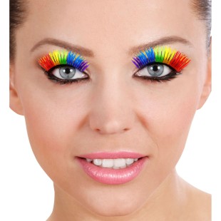 Faux cils arc-en-ciel multicolore