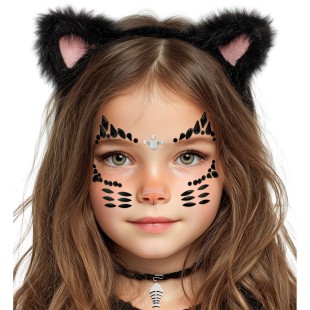 Strass visage maquillage chat noir