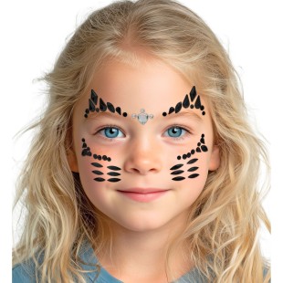 Strass visage maquillage chat noir 2