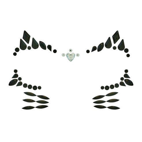 Strass visage maquillage chat noir