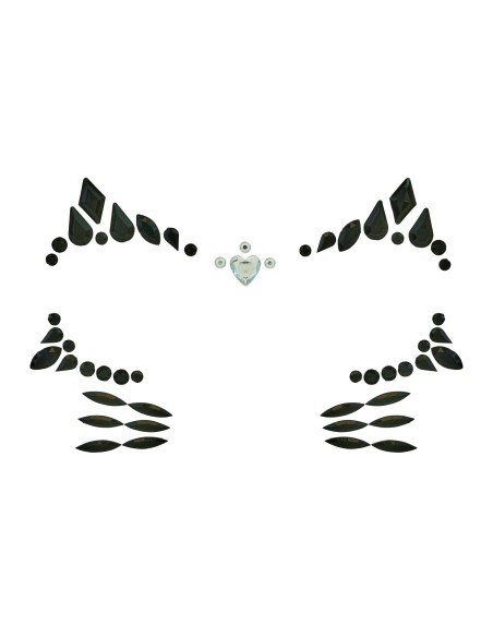 Strass visage maquillage chat noir