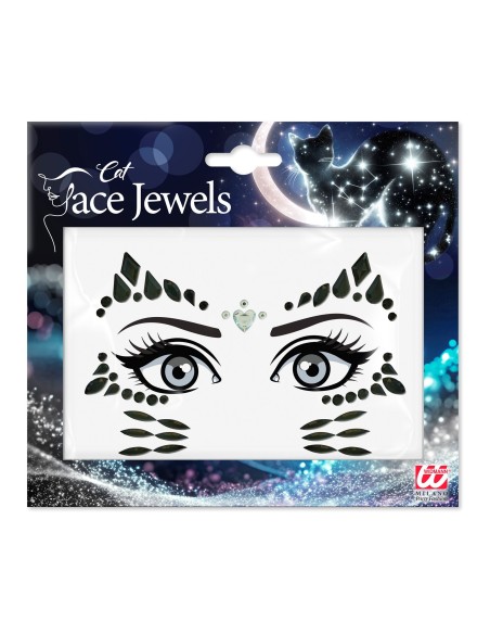 Strass visage maquillage chat noir
