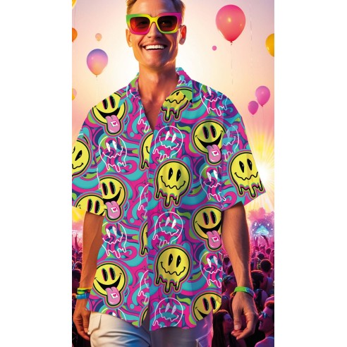 Chemise smiley acid psychédélique
