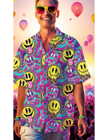 Chemise smiley acid psychédélique