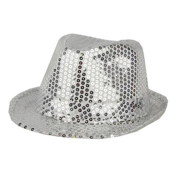 Chapeau funk paillettes argent