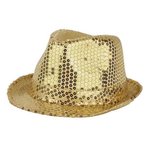 Chapeau funk paillettes or