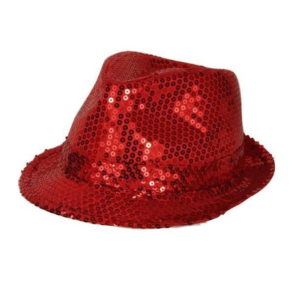 Chapeau funk paillettes rouge
