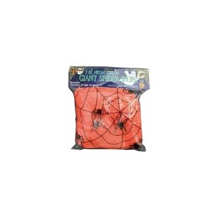 Toile d'araignée orange 50g + 2 araignées - Décoration Halloween