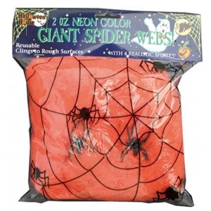 Toile d'araignée orange 50g + 2 araignées - Décoration Halloween