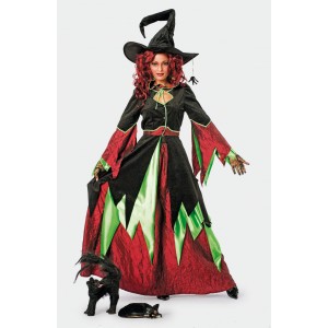 Location costume Sorcière Vert / Bordeaux