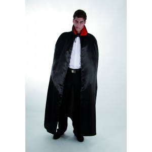 Cape satin noire col rouge 152cm