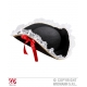 Tricorne avec bordure dentelle et noeud rouge