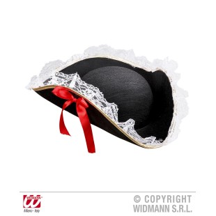 Tricorne avec bordure dentelle et noeud rouge 2