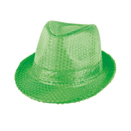 Chapeau paillettes vert fluo