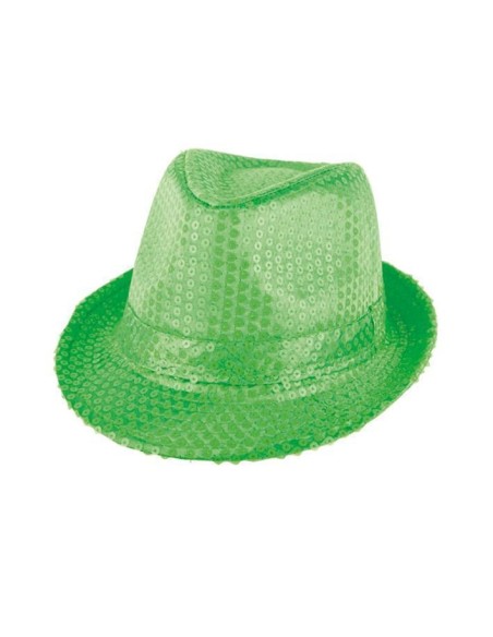 Chapeau paillettes vert fluo