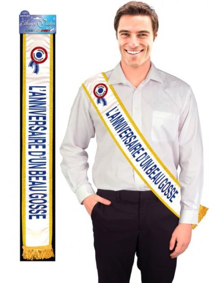 Echarpe Mister joyeux anniversaire bleu