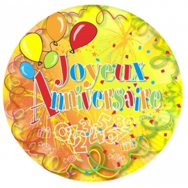 8 Assiettes Anniversaire 23cm