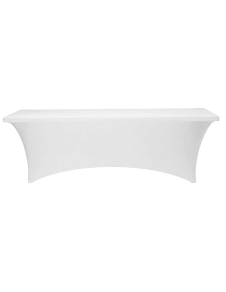 Housse de table rectangulaire lycra blanche