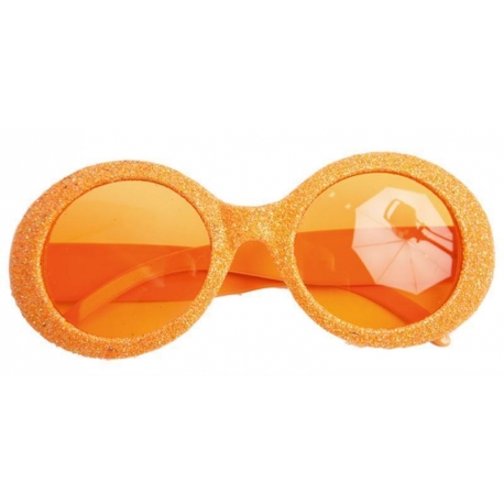 Lunettes disco paillettes - Néon orange