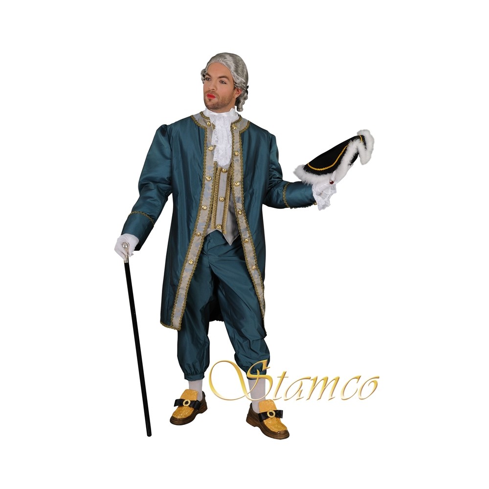 Déguisement Marquis Satin Bleu Homme - Costume Courtisan Roi Soleil