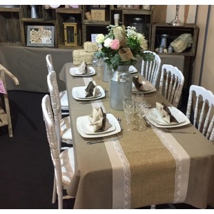 Chemin de table jute avec dentelle 29cmx5m 2